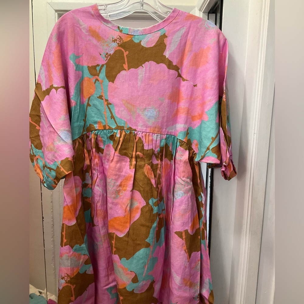 Floral Pink and Brown Mini Dress - Picture 9 of 9